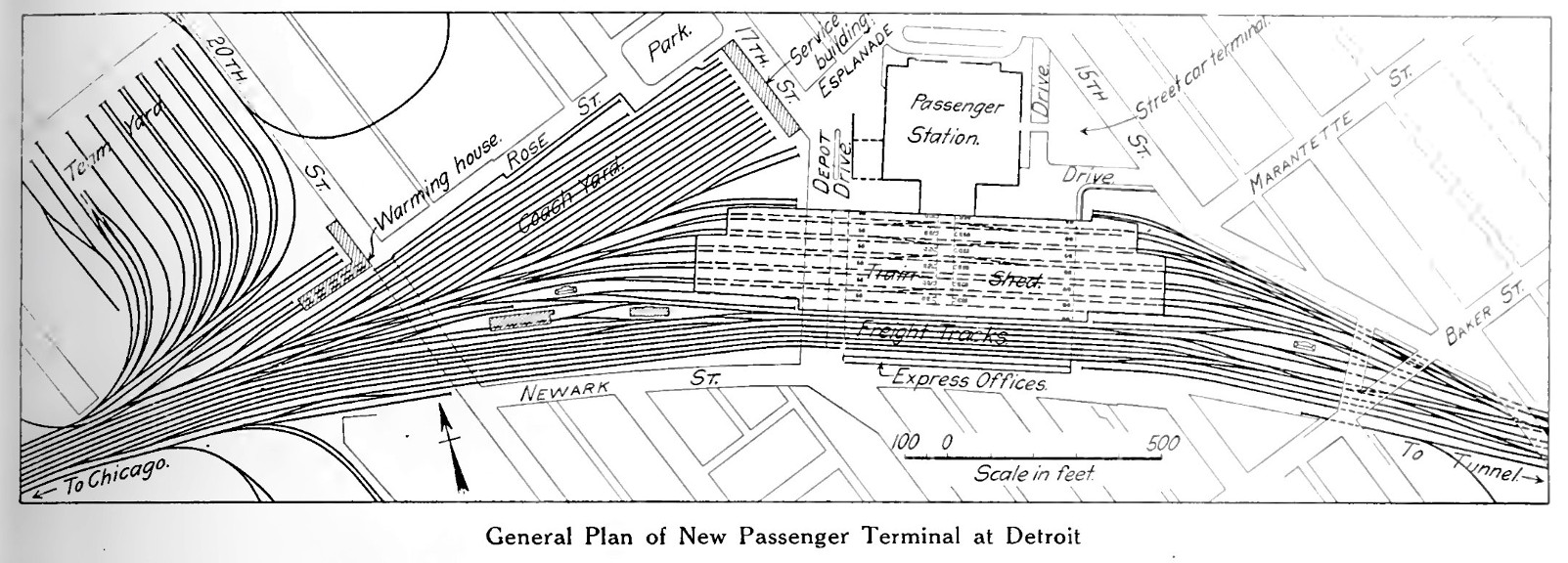 Michigan Central Station Detroit Track Diagram, 1914.jpg